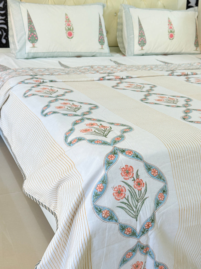 Stunning Florals Single Hand Blocked Dohar