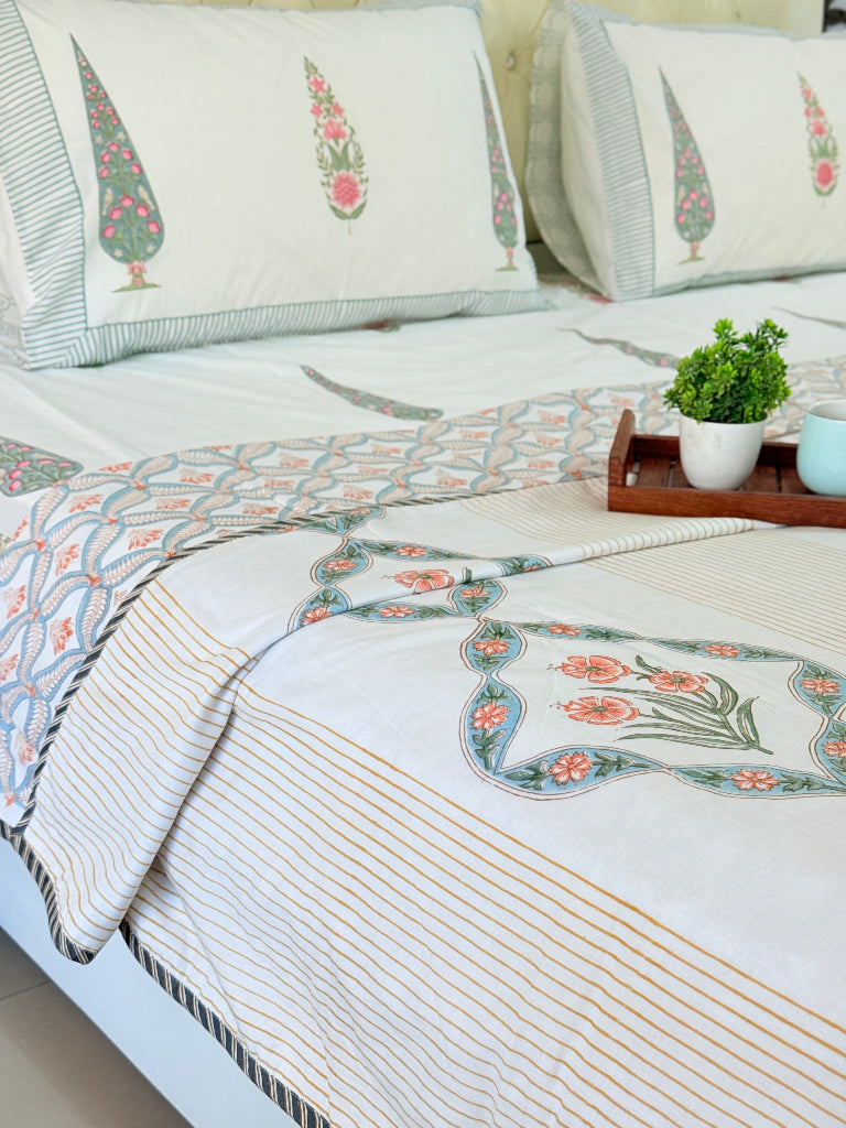 Stunning Florals Single Hand Blocked Dohar