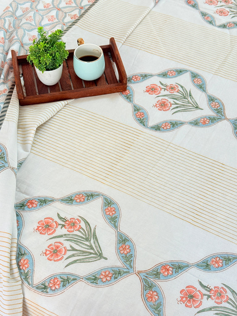 Stunning Florals Single Hand Blocked Dohar