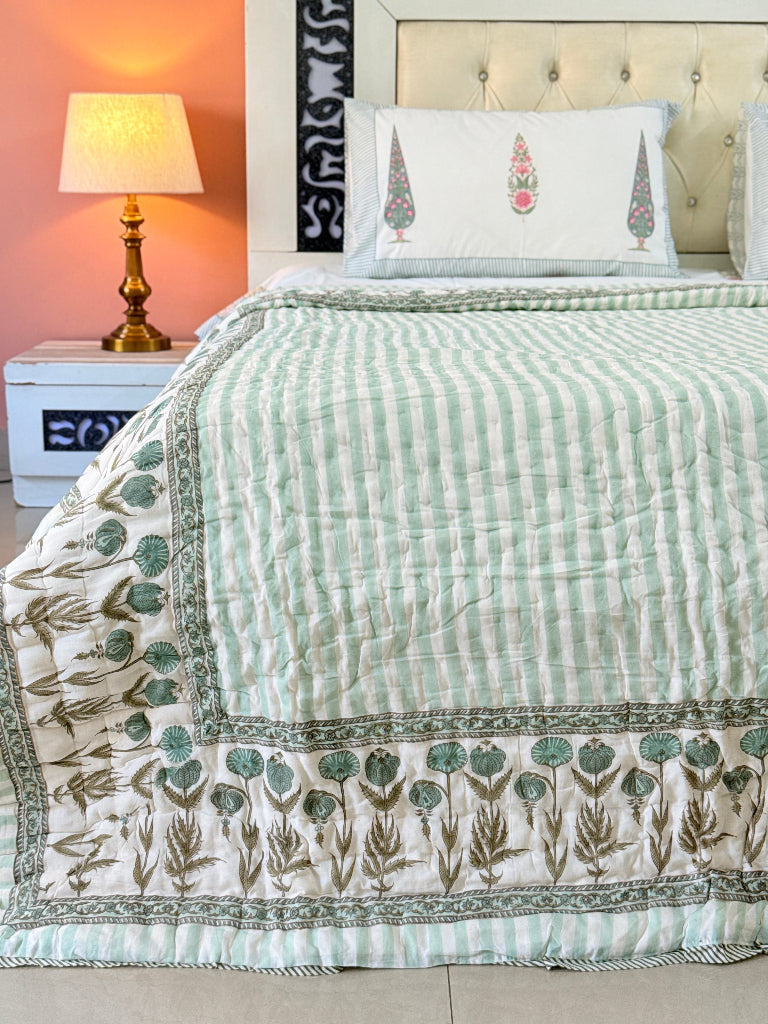Baagh-e-Raat Double Hand Blocked Quilt