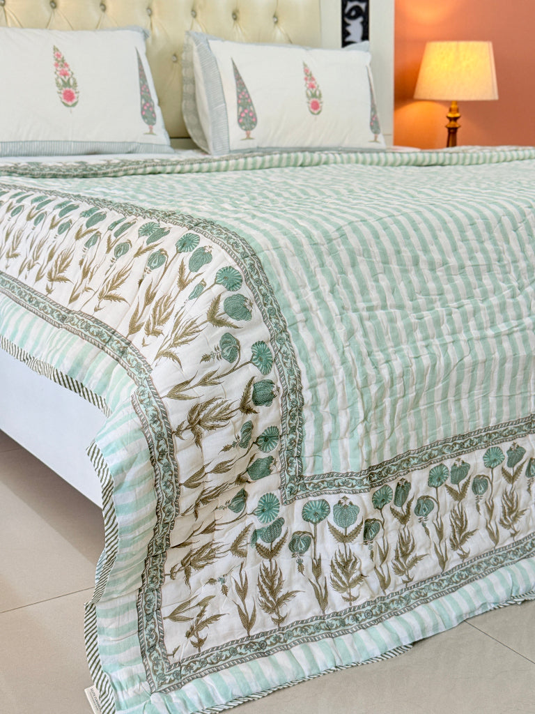 Baagh-e-Raat Double Hand Blocked Quilt