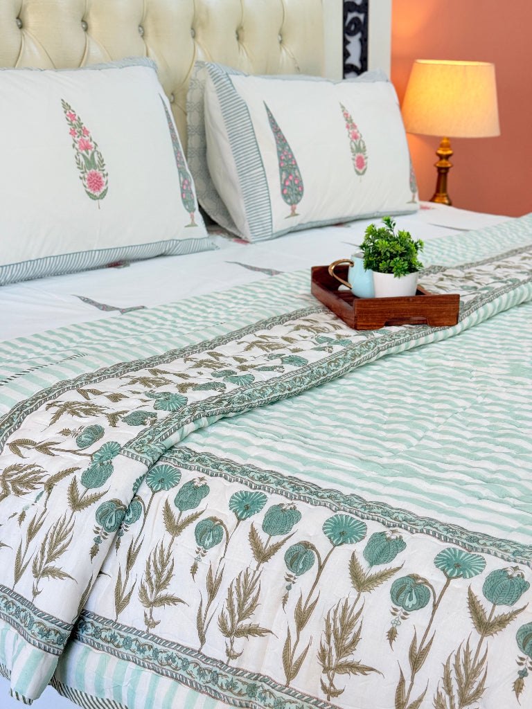 Baagh-e-Raat Double Hand Blocked Quilt