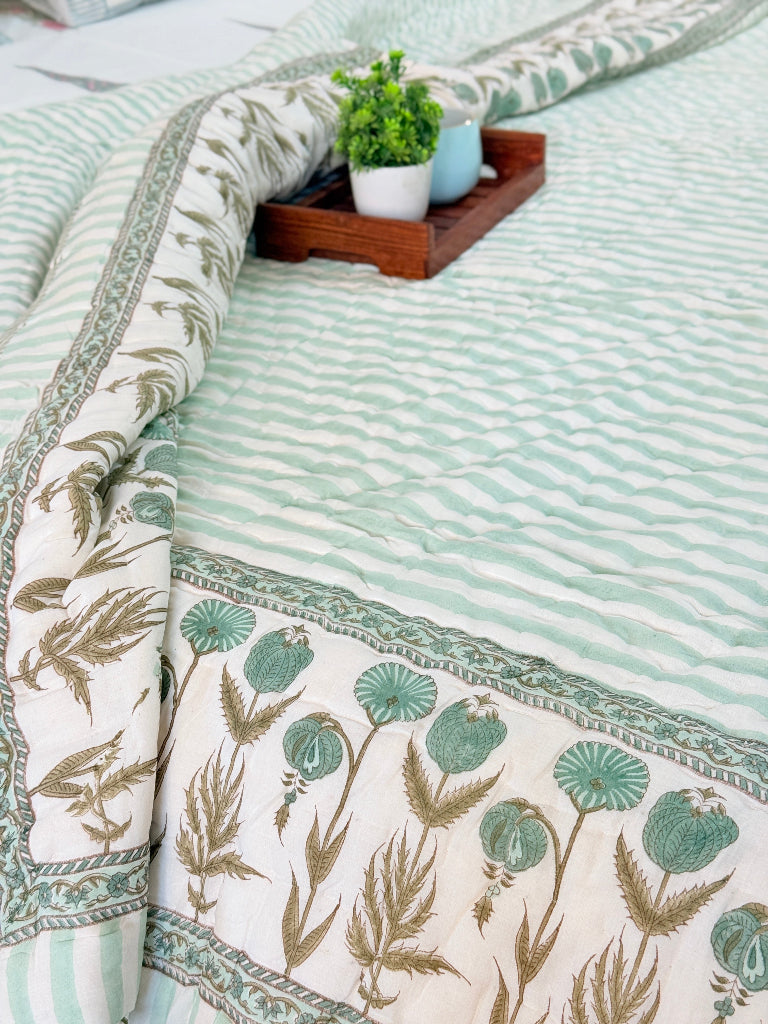 Baagh-e-Raat Double Hand Blocked Quilt