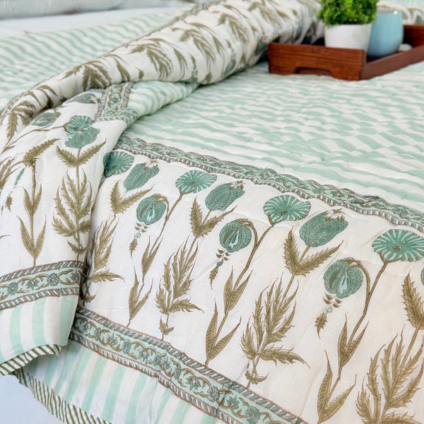 Baagh-e-Raat Double Hand Blocked Quilt