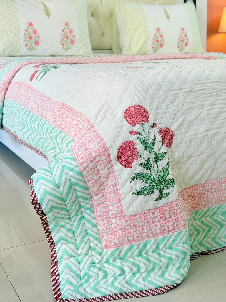 Mughal Charm Single Hand Blocked Quilt