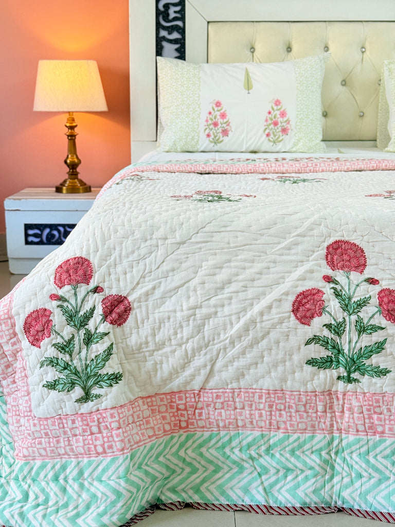 Mughal Charm Single Hand Blocked Quilt