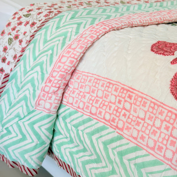 Mughal Charm Single Hand Blocked Quilt
