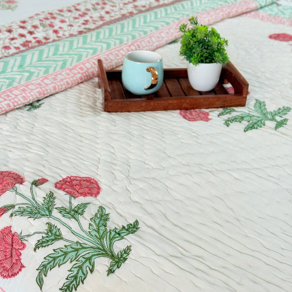 Mughal Charm Single Hand Blocked Quilt