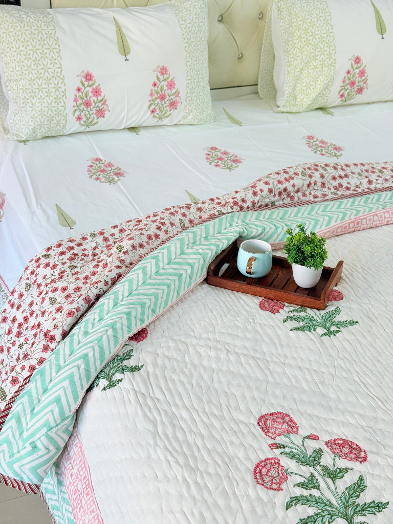 Mughal Charm Single Hand Blocked Quilt