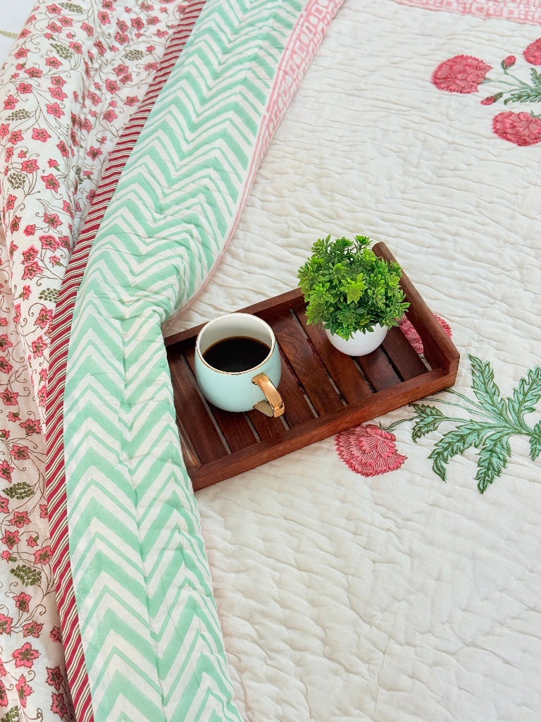 Mughal Charm Single Hand Blocked Quilt
