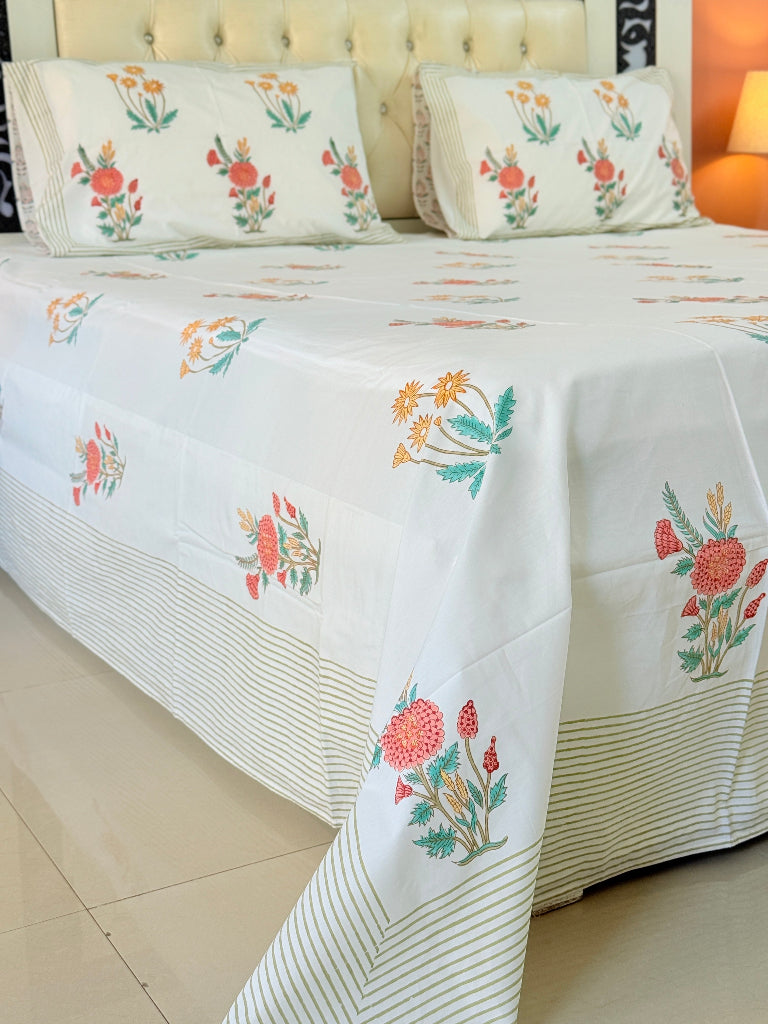 Enchanting Florals Hand Blocked Sheet
