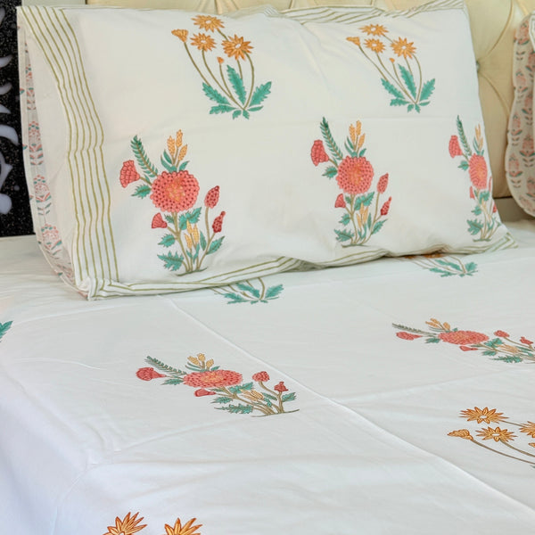 Enchanting Florals Hand Blocked Sheet