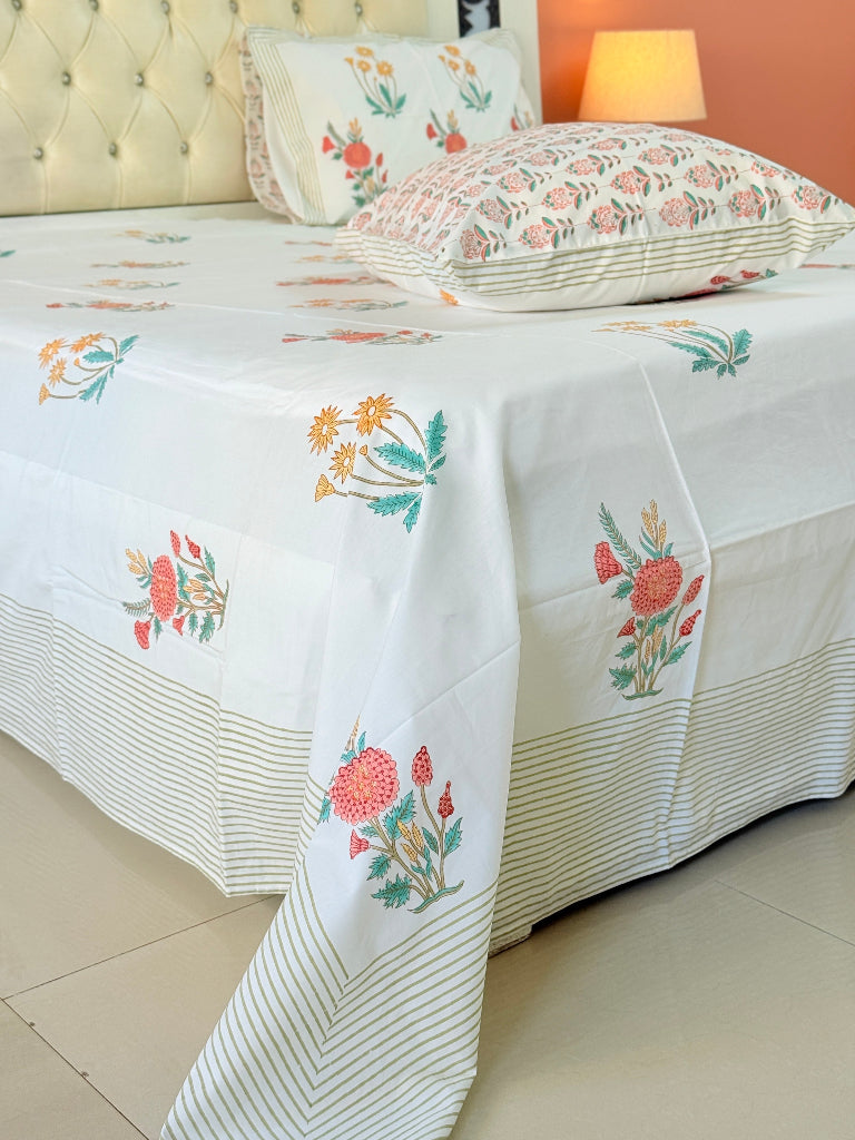 Enchanting Florals Hand Blocked Sheet