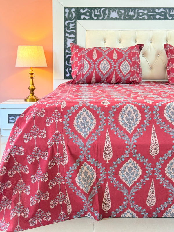 Red Jaal Pattern Ajrakh Blockprint Sheet