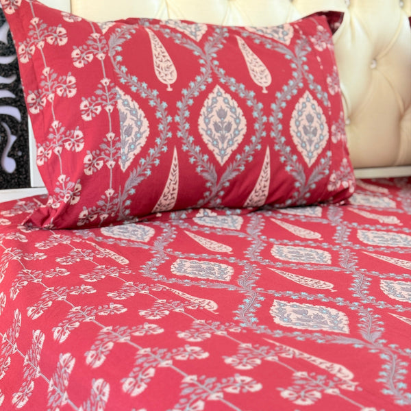 Red Jaal Pattern Ajrakh Blockprint Sheet