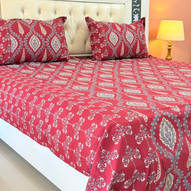 Red Jaal Pattern Ajrakh Blockprint Sheet