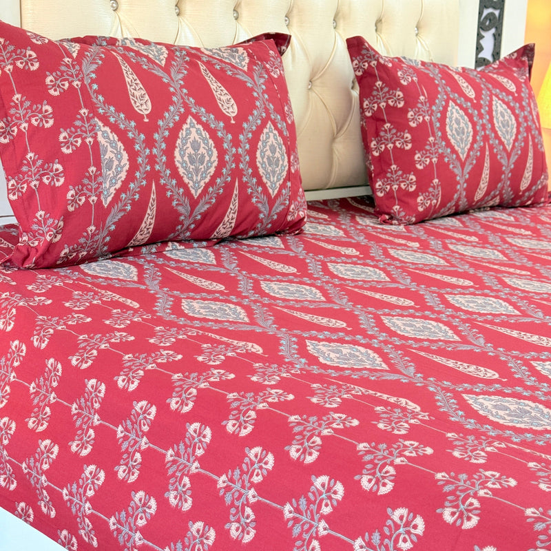 Red Jaal Pattern Ajrakh Blockprint Sheet