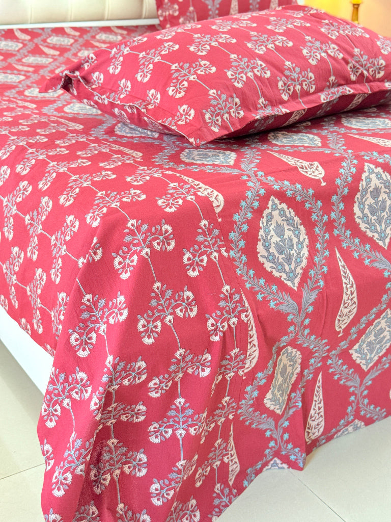 Red Jaal Pattern Ajrakh Blockprint Sheet