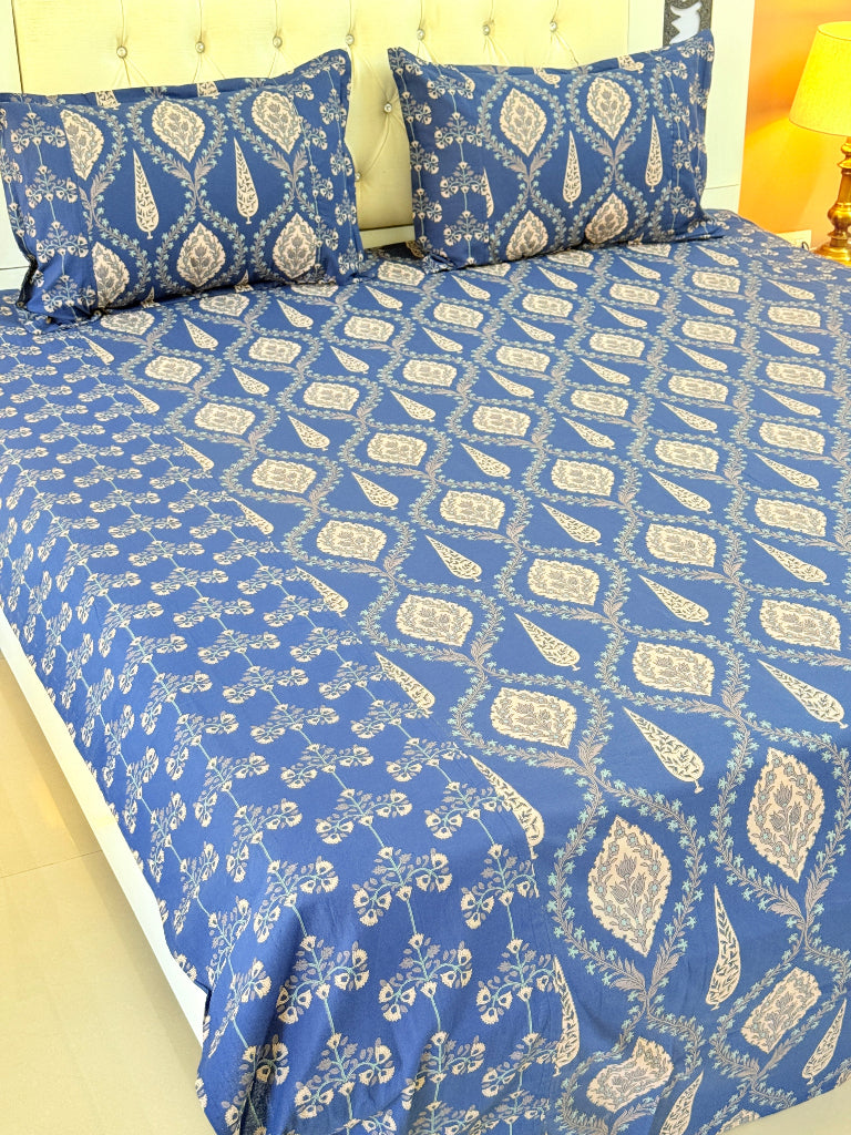 Blue Base Floral Pattern Ajrakh Blockprint Sheet