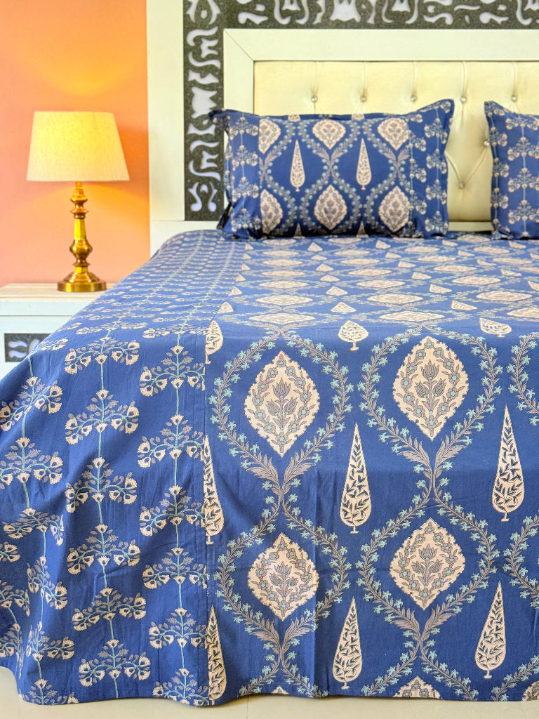 Blue Base Floral Pattern Ajrakh Blockprint Sheet