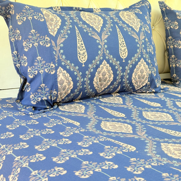 Blue Base Floral Pattern Ajrakh Blockprint Sheet