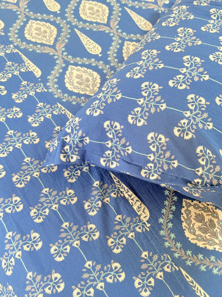 Blue Base Floral Pattern Ajrakh Blockprint Sheet