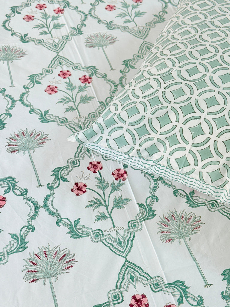 Lush Greenery Hand Blocked Sheet