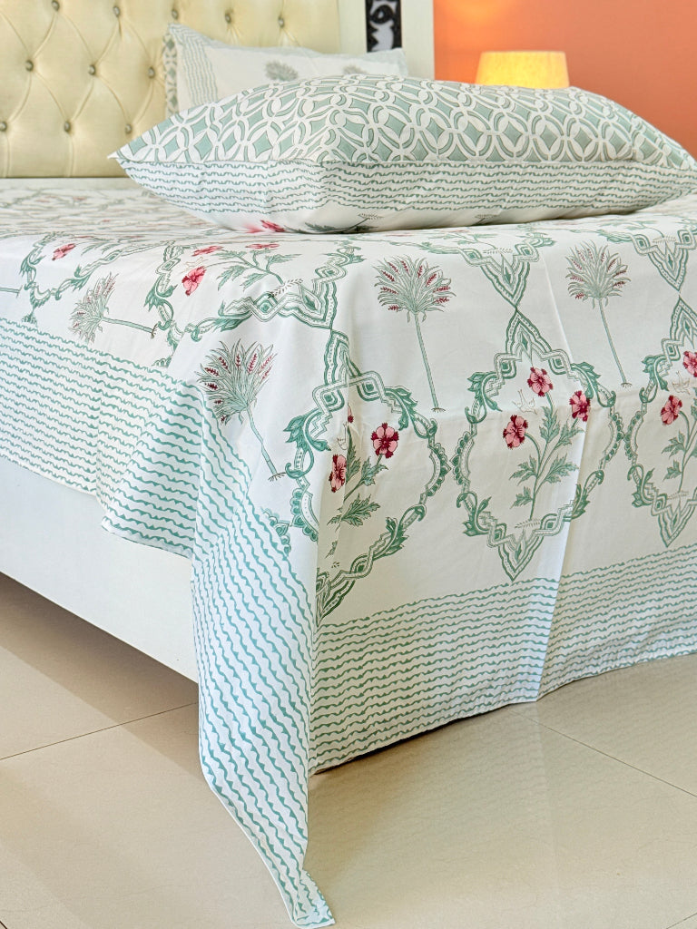 Lush Greenery Hand Blocked Sheet