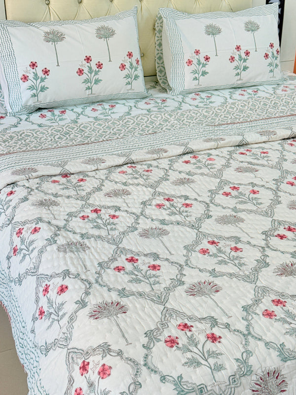Lush Greens Hand Blocked Quilt