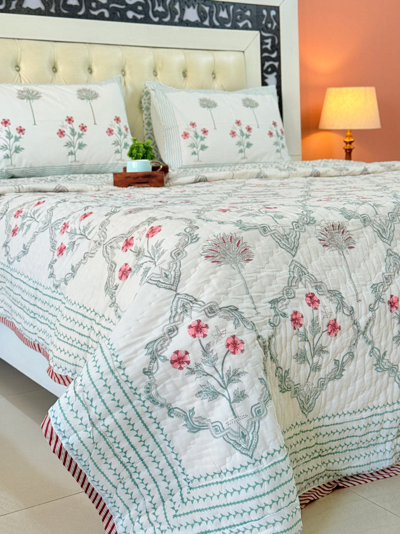 Lush Greens Hand Blocked Quilt