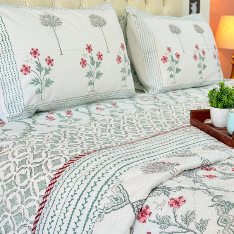 Lush Greens Hand Blocked Quilt