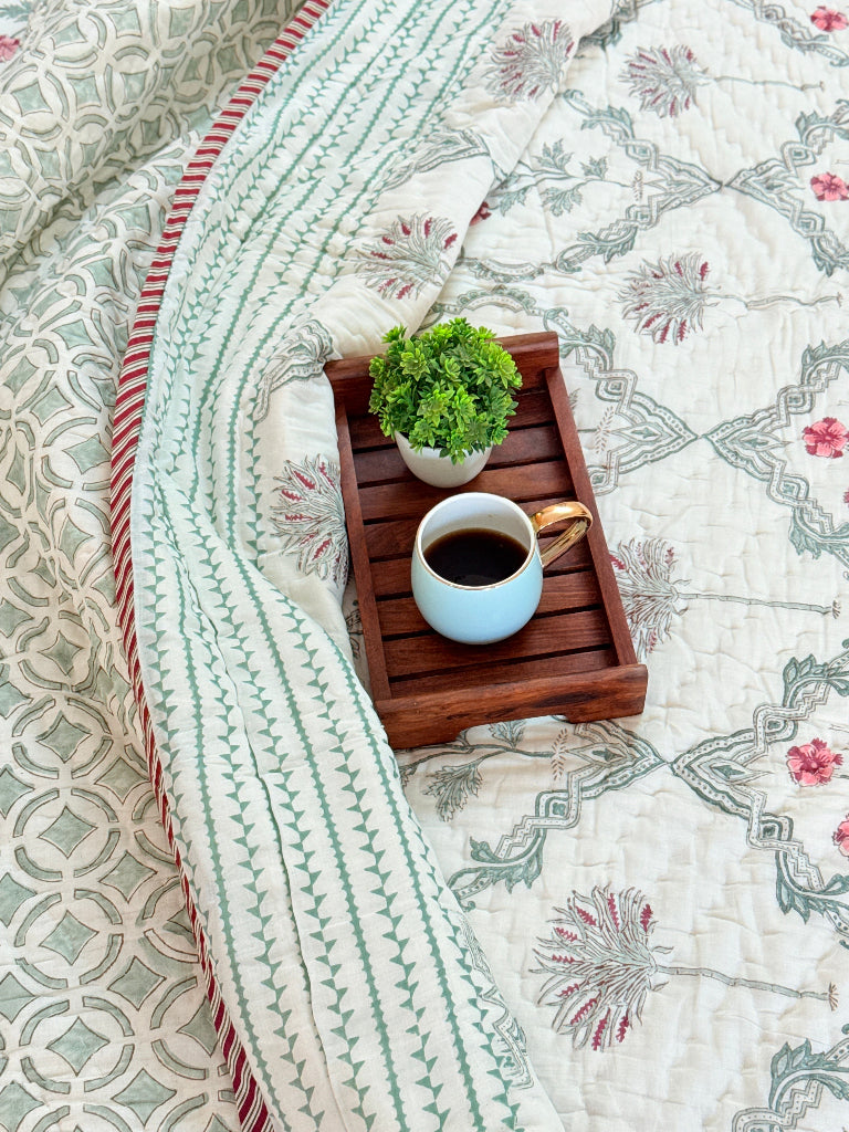 Lush Greens Hand Blocked Quilt
