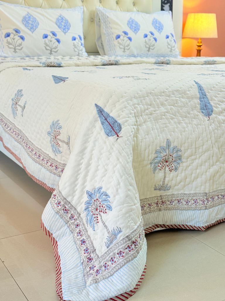 Coastal Palms Hand Blocked Quilt