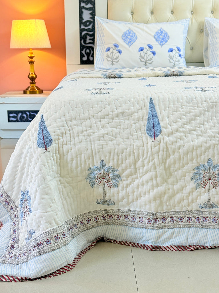 Coastal Palms Hand Blocked Quilt