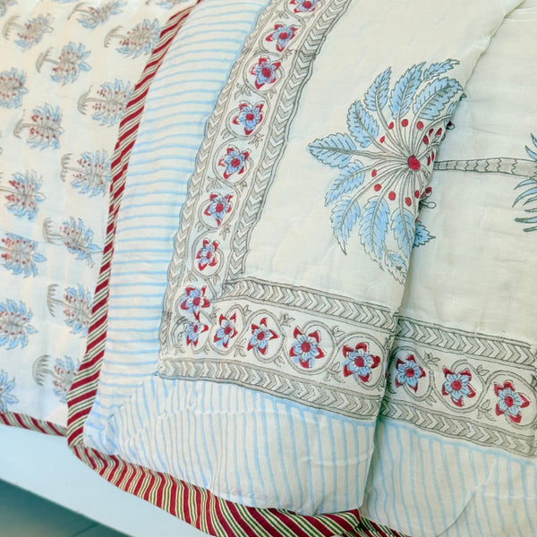 Coastal Palms Double Hand Blocked Quilt