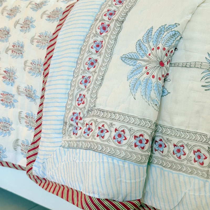 Coastal Palms Hand Blocked Quilt