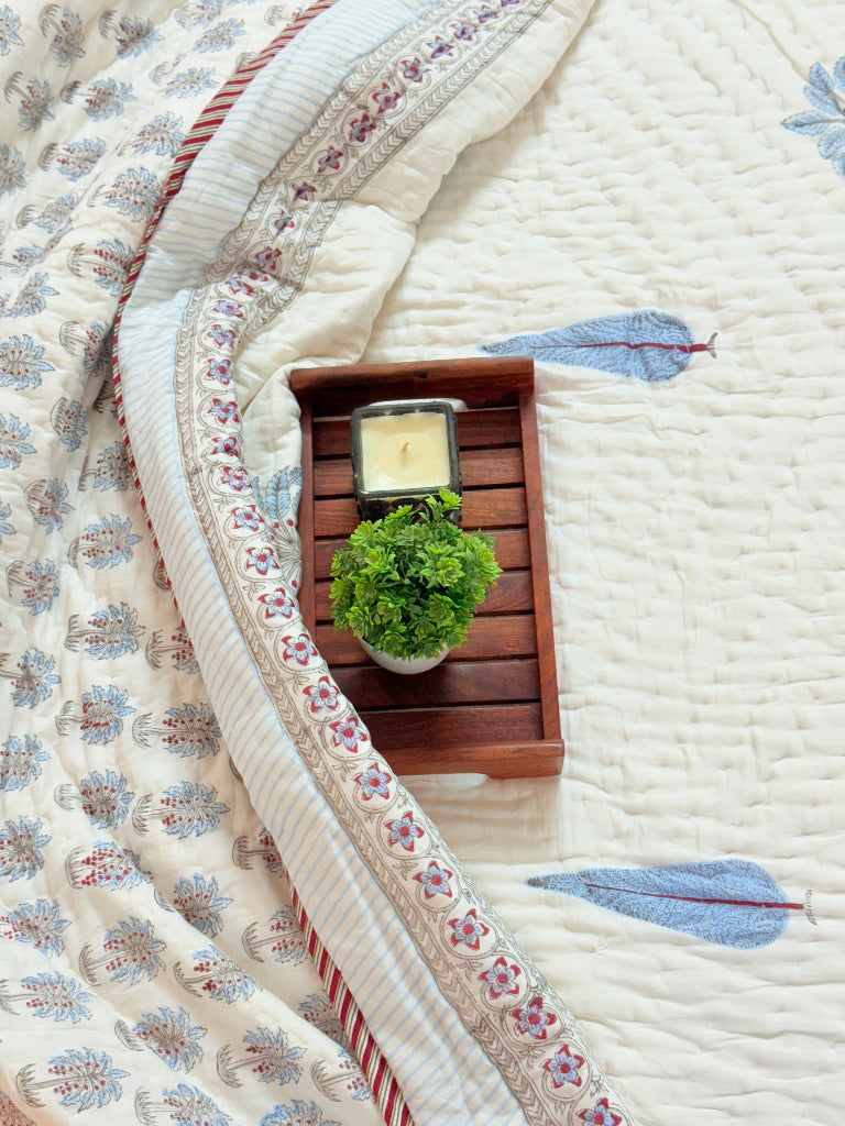 Coastal Palms Hand Blocked Quilt