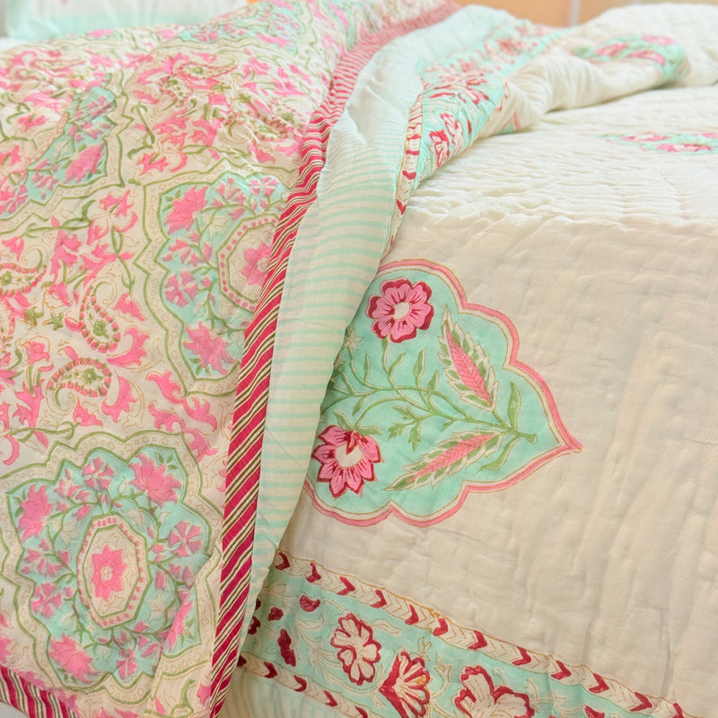 Festive Feeling Hand Blocked Quilt