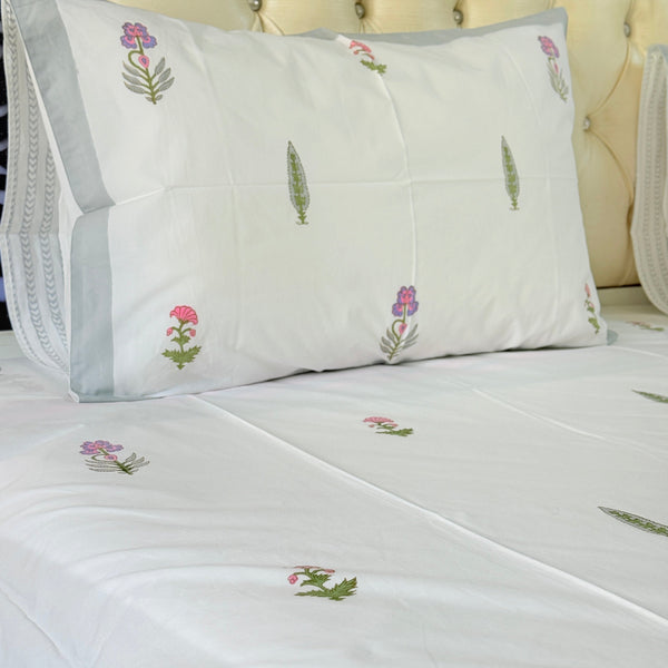 Pretty Pink Florals Hand Blocked Sheet