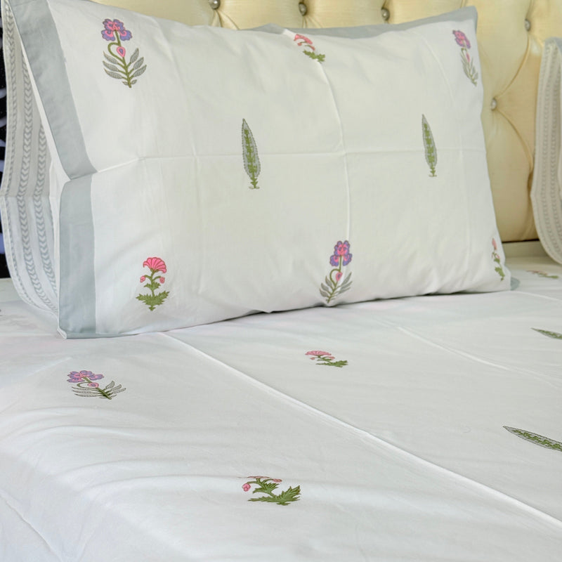 Pretty Pink Florals Hand Blocked Sheet