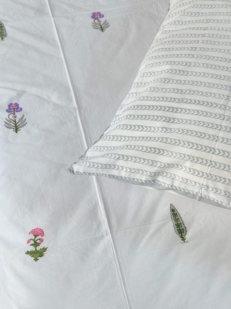 Pretty Pink Florals Hand Blocked Sheet