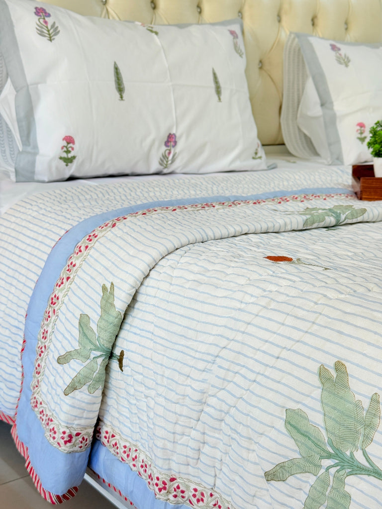 Palm Bliss Double Hand Blocked Quilt