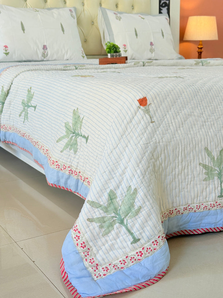 Palm Bliss Double Hand Blocked Quilt