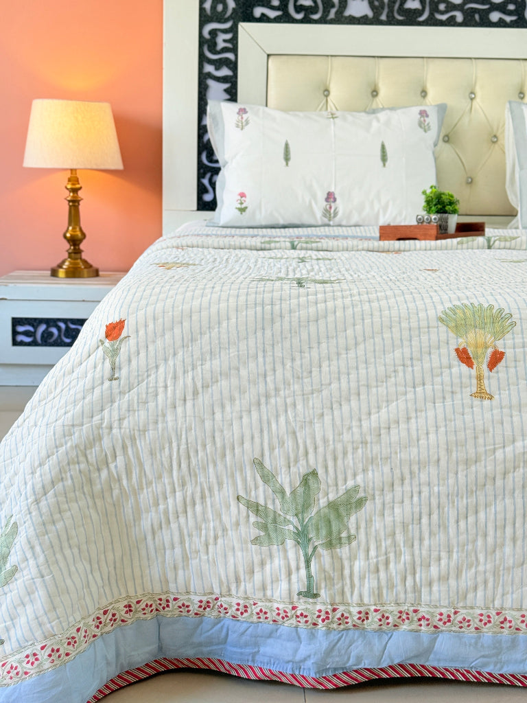 Palm Bliss Double Hand Blocked Quilt