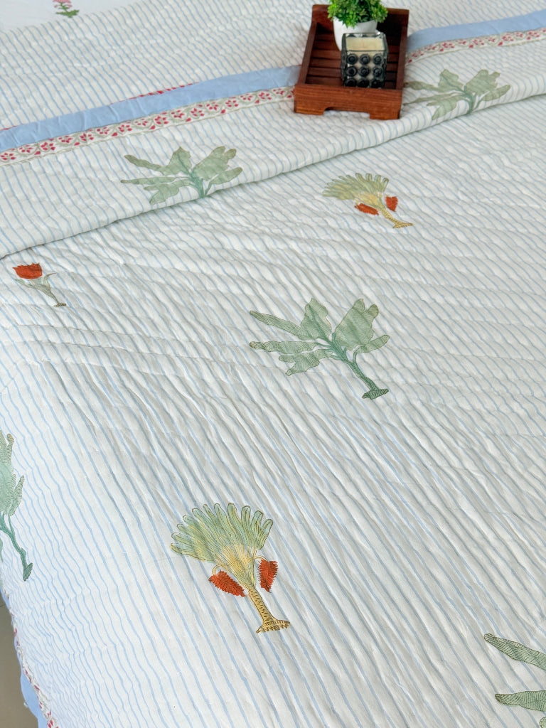 Palm Bliss Double Hand Blocked Quilt
