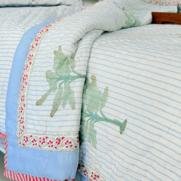 Palm Bliss Double Hand Blocked Quilt