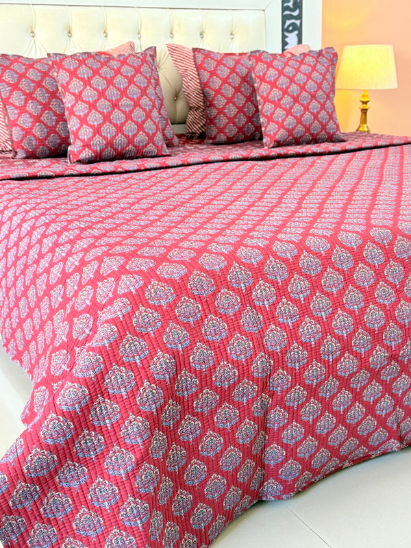 Ajrakh Essence Handblocked Quilted Bedcover