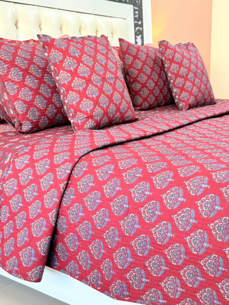 Ajrakh Essence Handblocked Quilted Bedcover