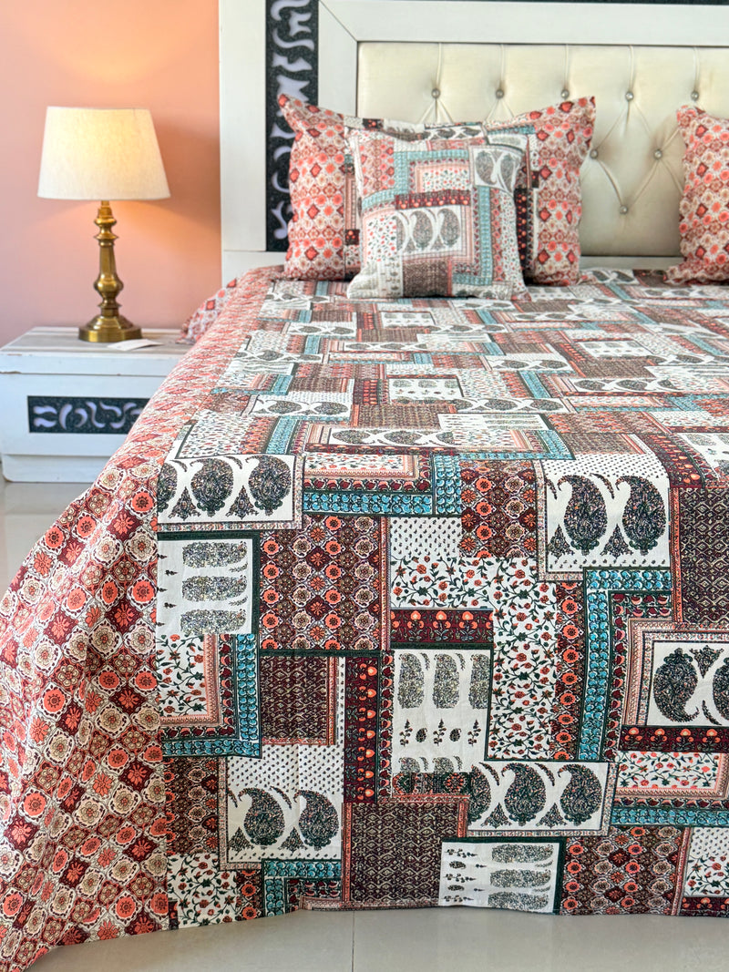 Earthern Harmony Ajrakh Bedsheet