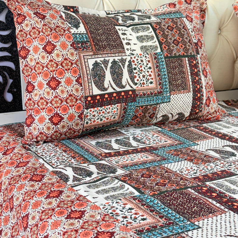 Earthern Harmony Ajrakh Bedsheet